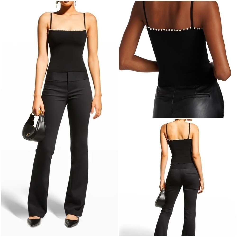 Alice + Olivia Drina Faux Pearl Cropped Rib Tank - Picture 3 of 11
